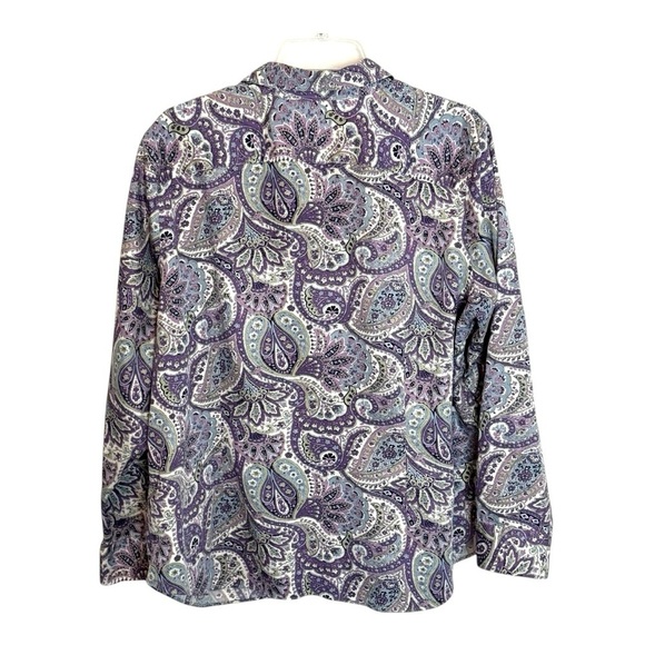 Chaps purple floral Paisley women’s button down shirt size 2X purple - Picture 3 of 10